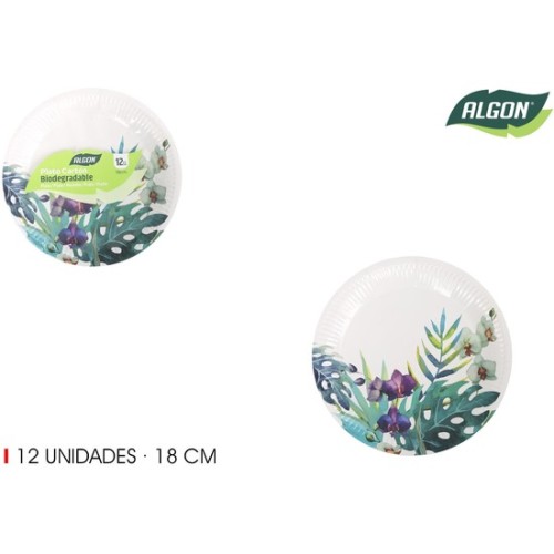 Set-12 Plato Carton Red.tropic 18cm Algon