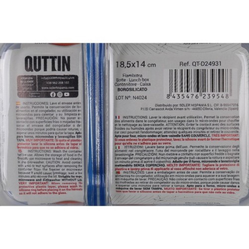 Rectangular Lunch Box 18.3x14x6.3cm Quttin