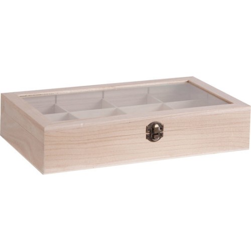12-Compartment Tea Box - Natural Color