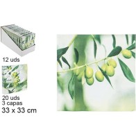 20 Servilletas Decorado Aceitunas 3 Capas 33cm