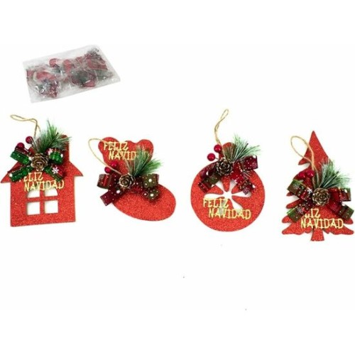 Red Glitter Decoration Hanger 16cm Assorted Designs