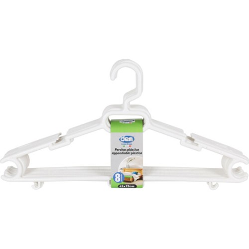 Set of 8 Plastic Hangers 43x22cm Ruth
