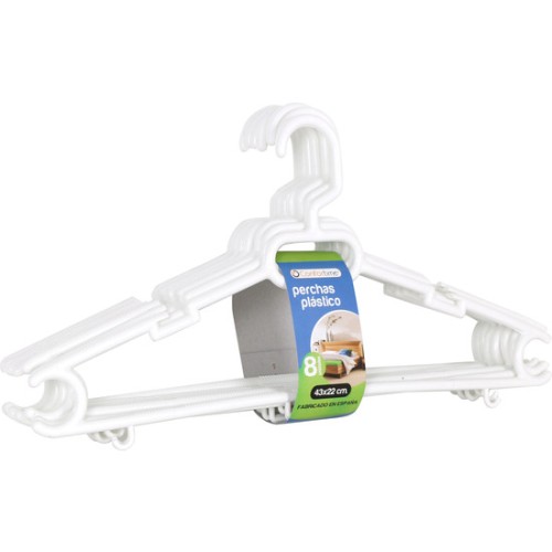 Set of 8 Plastic Hangers 43x22cm Ruth