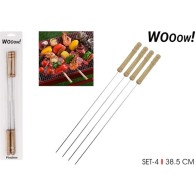 Set of 4 Metal and Wood Skewers 38.5cm Wooow
