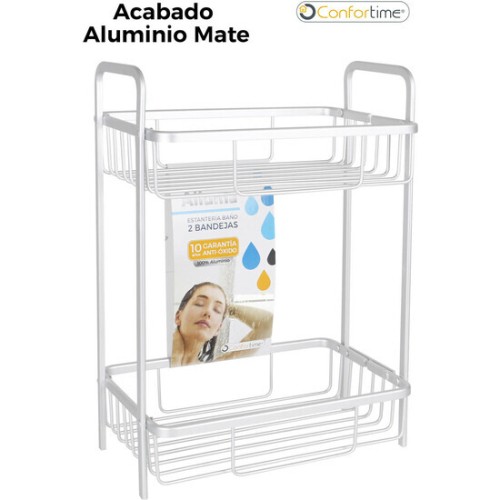 Rectangular Bathroom Shelf with 2 Trays