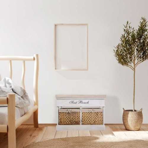 Banqueta De Madera Estilo Almacenamiento Doble