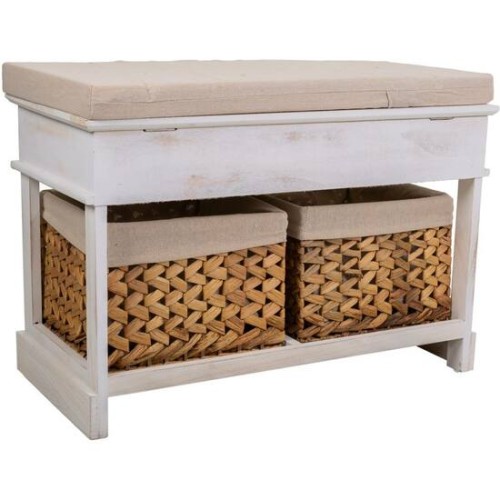 Banqueta De Madera Estilo Almacenamiento Doble
