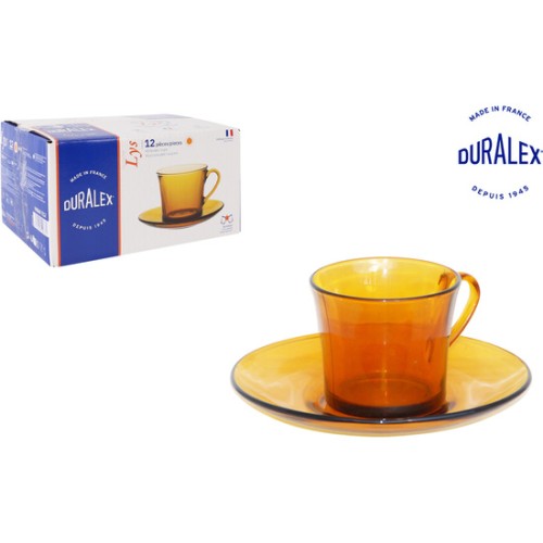 Lys Amber Set of 6 Cups with Plates 18cl