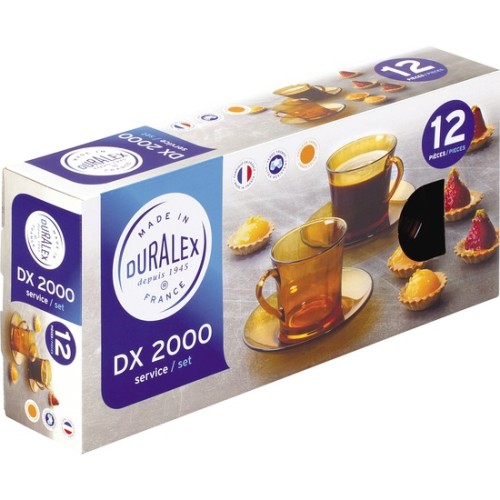 Lys Amber Set of 6 Cups with Plates 18cl