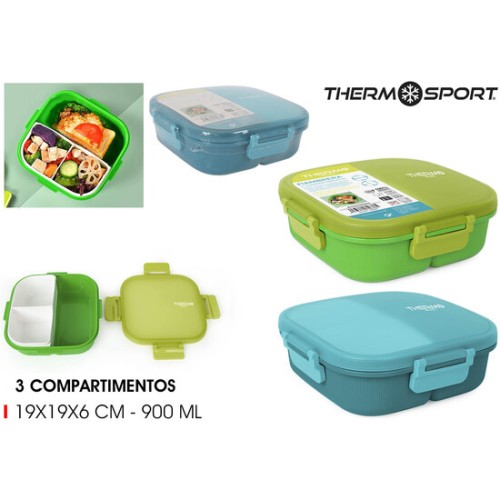 Square 3-Compartment Lunch Box Thermosport
