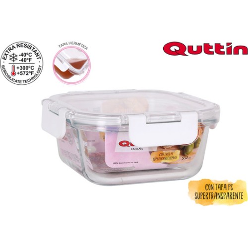 Square Lunch Box with Lid 14x14cm Quttin