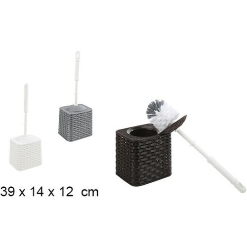 Plastic Toilet Brush Rattan Silver/White Wenge 39cm