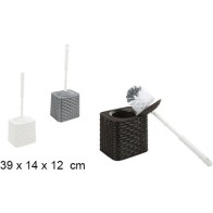 Escobillero plástico ratan plata/blanco Wenge 39cm
