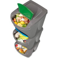 Juego de 3 Cubos de Reciclaje Gris 75 Litros