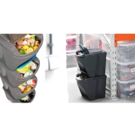 Juego de 3 Cubos de Reciclaje Gris 75 Litros