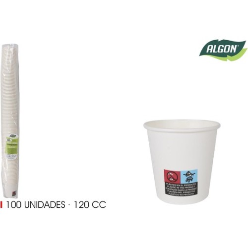 Set of 100 White Carton Cups 120cc