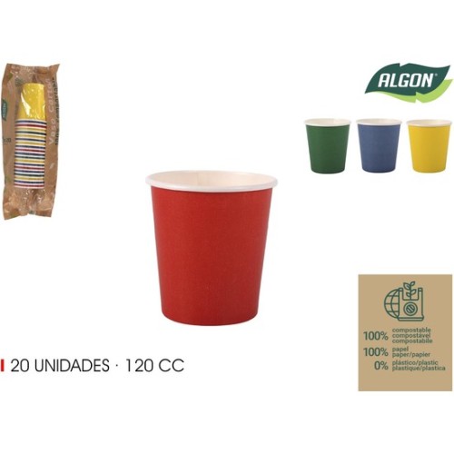 Set de 20 Vasos de Papel Multicolor 120cc