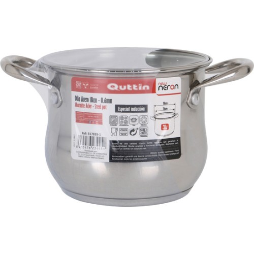 18cm 3L Induction Stainless Steel Pot with Lid