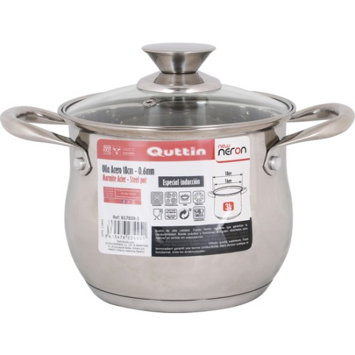 18cm 3L Induction Stainless Steel Pot with Lid