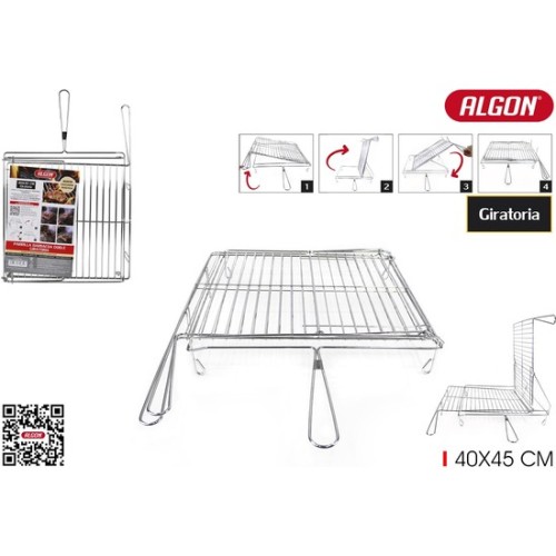 Chrome Rotating BBQ Grill 40x45 Algon BBQ