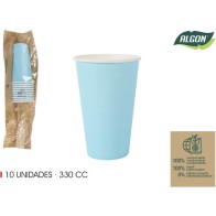 Set of 10 Blue Baby Cardboard Cups 330cc