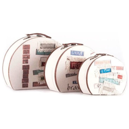 Set of 3 Decorative Vintage Round Luggage