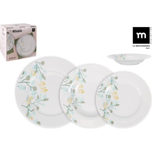 Vajilla Redonda 18 Piezas Rivoli MD para una Comida Elegante