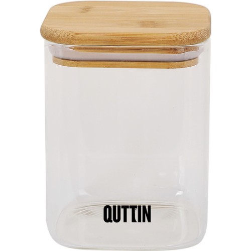 Borosilicate Jar 8x11cm Square with Bamboo Lid