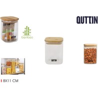 Borosilicate Jar 8x11cm Square with Bamboo Lid