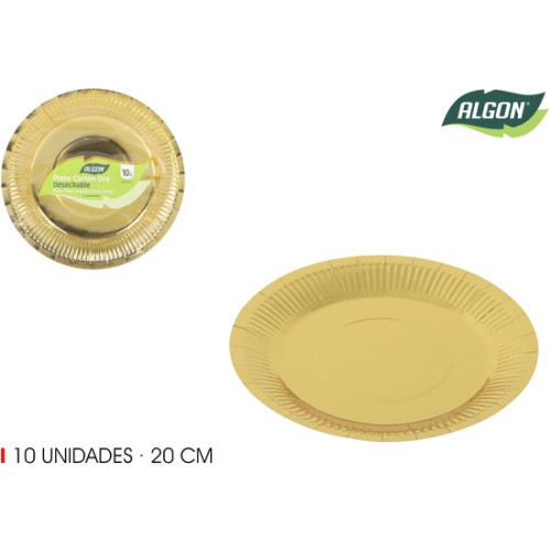 Set-10 Plato Carton Oro Red. 20cm Algon