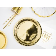 Set of 10 Golden Round Cardboard Plates 20cm