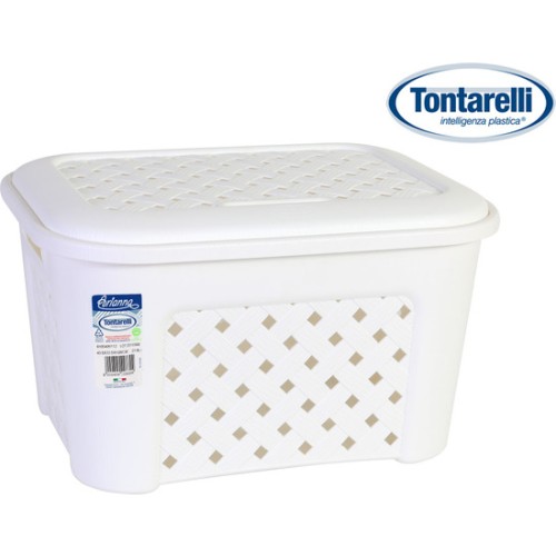 Clothes Basket with Lid 23.6L Arianna White