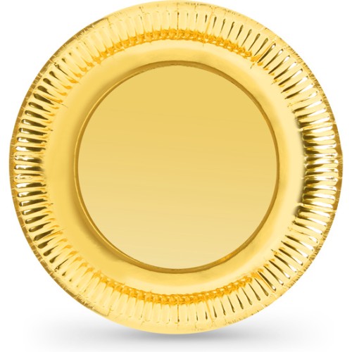 Set of 10 Gold Carton Plates Disposable Elegance