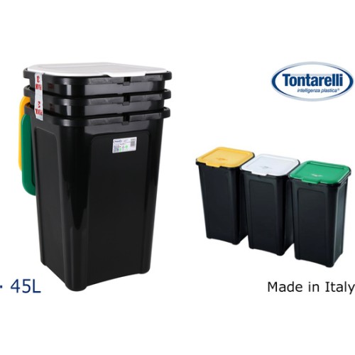 Set of 3 Coverline 44L Trash Bins