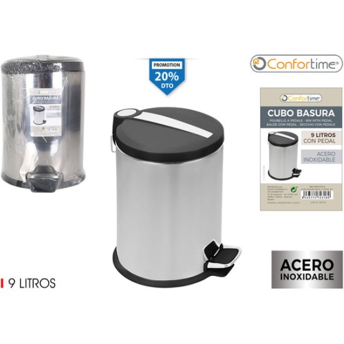 9L Metal Trash Can with Foot Pedal
