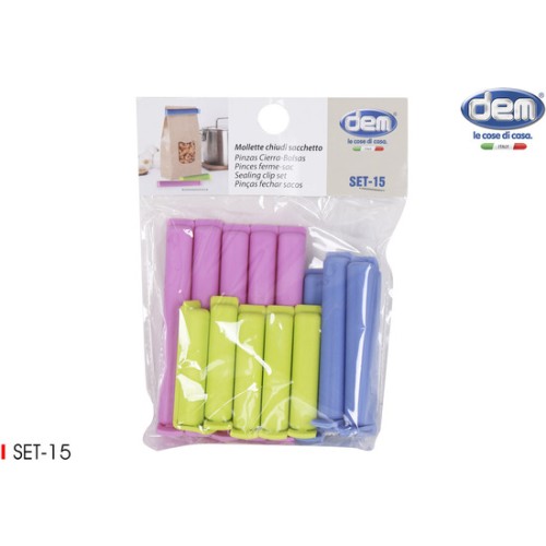 Set de 15 Pinzas Cierrabolsas DEM
