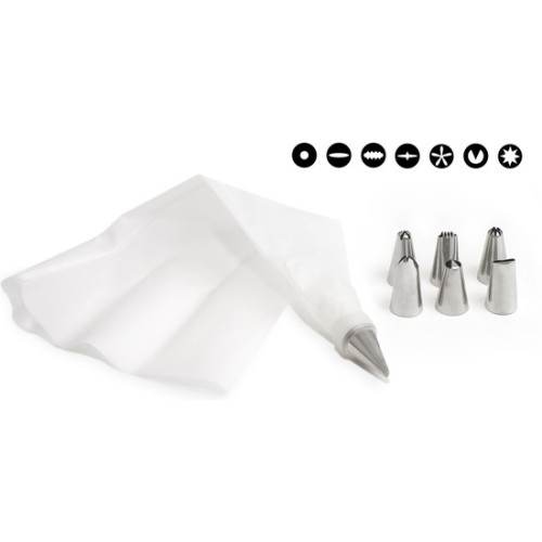 Pastry Bag with 7 Nozzles Stainless Steel Wooow