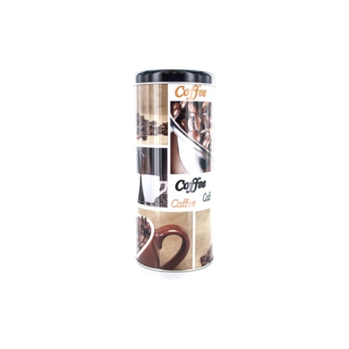 Round Tin Coffee Canister Café Letters Design