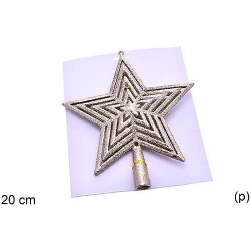 Punta Estrella Árbol Calada Purpurina Champagne 20cm