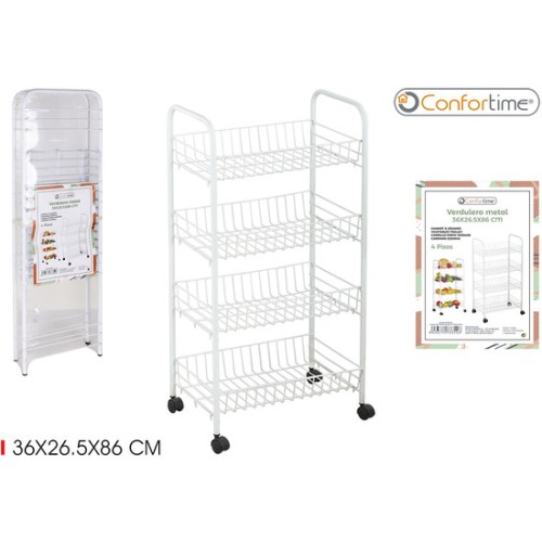 White 4-Tier Metal Vegetable Rack Confortime