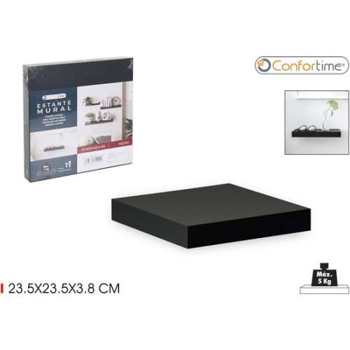Black Wooden Wall Shelf Confortime