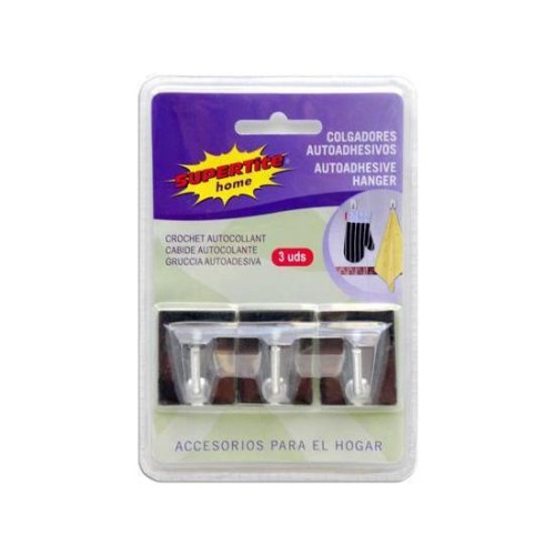 Supertite Adhesive Hooks Stainless Steel Set of 3