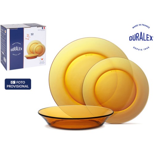 Amber 12-Piece Dinnerware Set - Duralex Lys