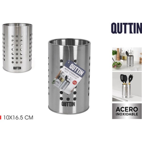 Bote Utensilios Inox 10x16.5cm Quttin