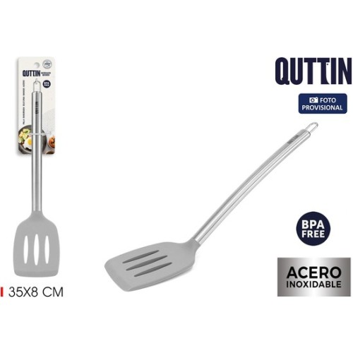 Slotted Silicone Turner with Steel Handle