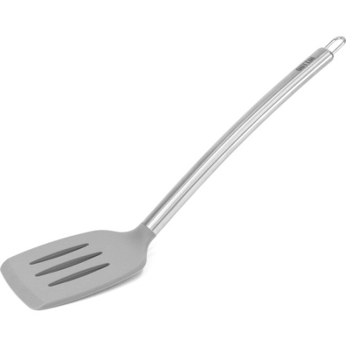 Slotted Silicone Turner with Steel Handle