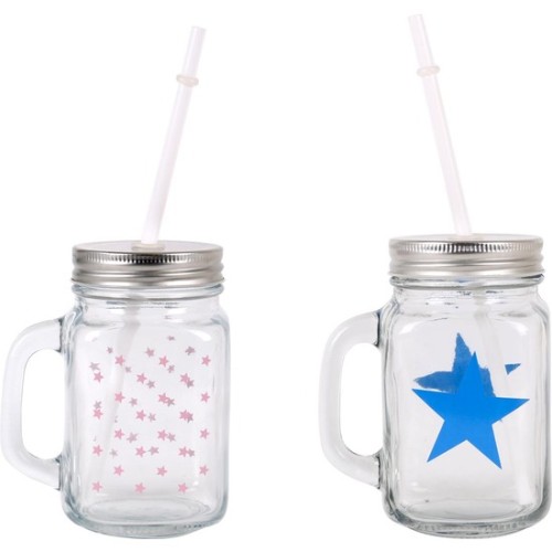 Star Deco Mug with Lid and Straw for Beverages