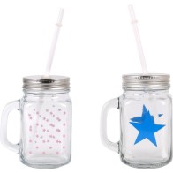 Star Deco Mug with Lid and Straw for Beverages