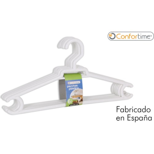 Set of 6 Plastic Hangers 42x20cm Blanch