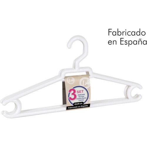 Set of 6 Plastic Hangers 42x20cm Blanch